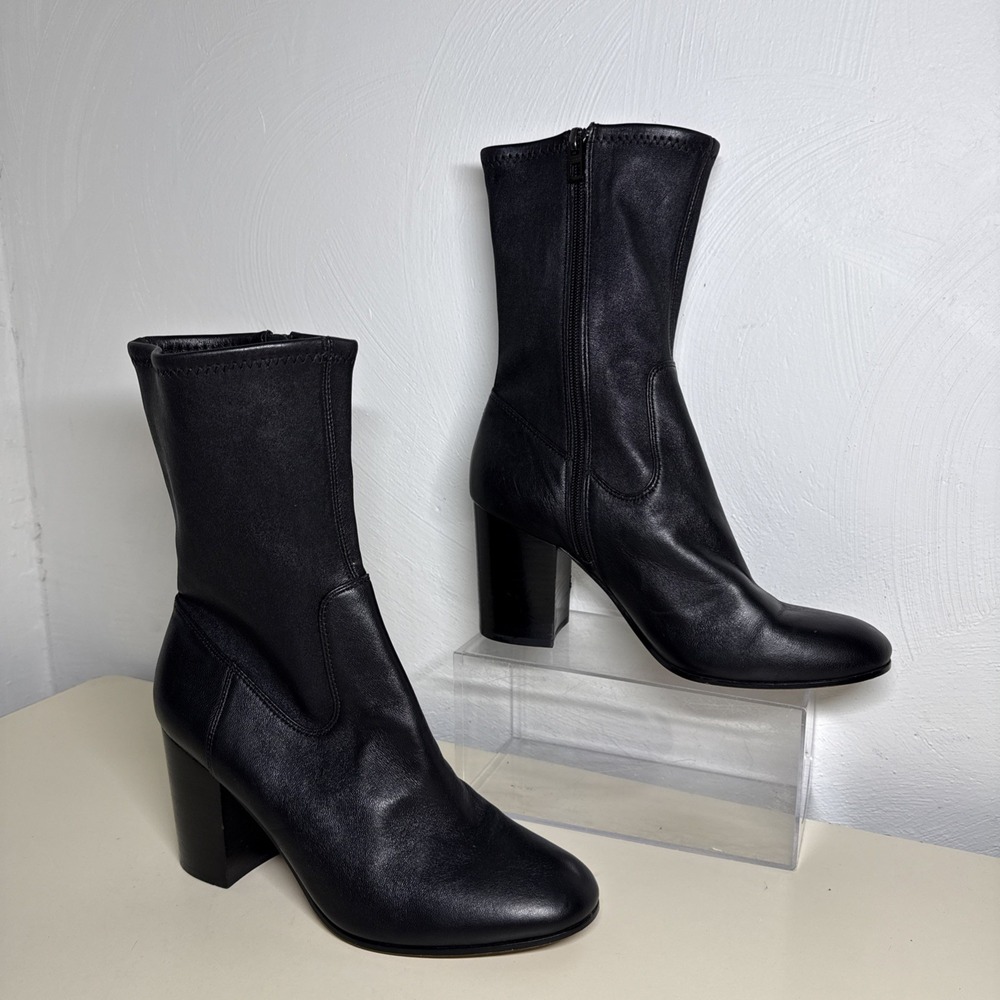 Coach Bond Bootie Women's Black Soft Leather Size 9,5 M Heeled Side Zip